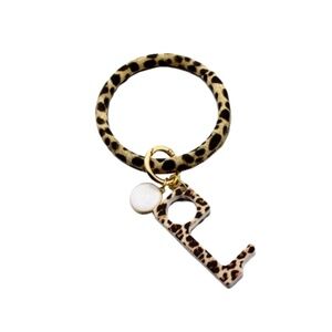 Leopard Print Contactless Door Opener Keychain – Hands-Free Tool, Brand New